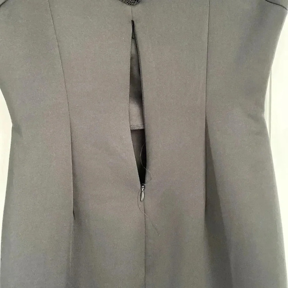 Dress Barn Bodice Lace Back Straight Midi Black Satin Like Dress Size 4 - Picture 9 of 16